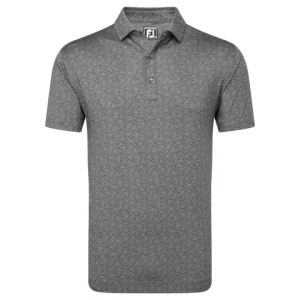 FootJoy Painted Floral Lisle Golf Polo Shirt - Gravel