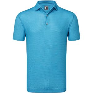 FootJoy Octagon Print Lisle Golf Polo Shirt - Blue Sky
