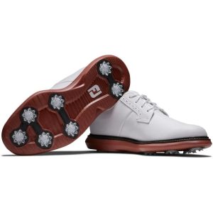FootJoy Traditions Blucher Golf Shoe - White / Brick (Medium)