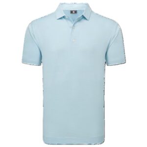 FootJoy Micro Feeder Stripe Lisle Golf Shirt - Light Blue / White
