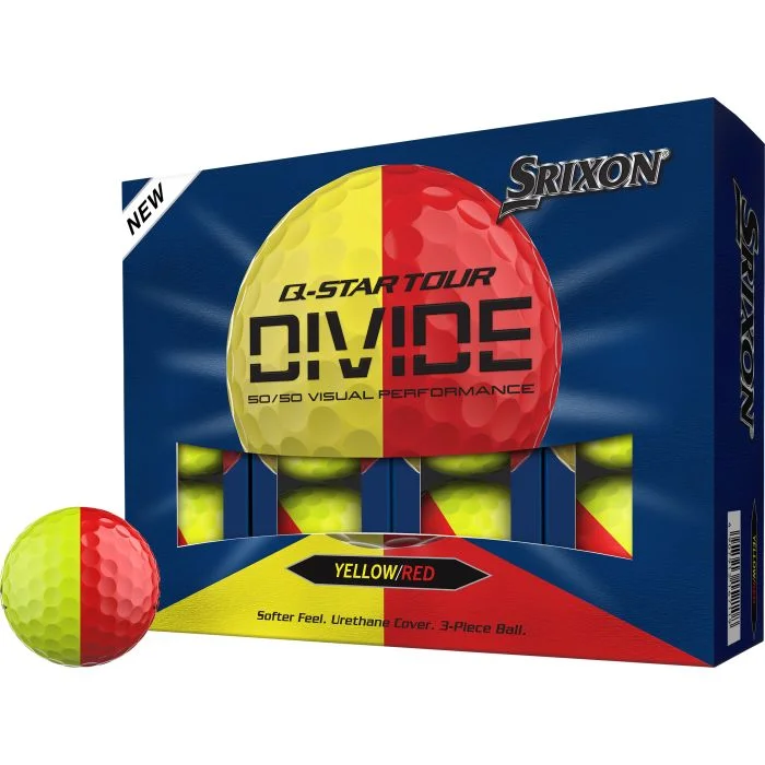 Srixon Q-Star Tour Divide Golf Balls - YELLOW /RED