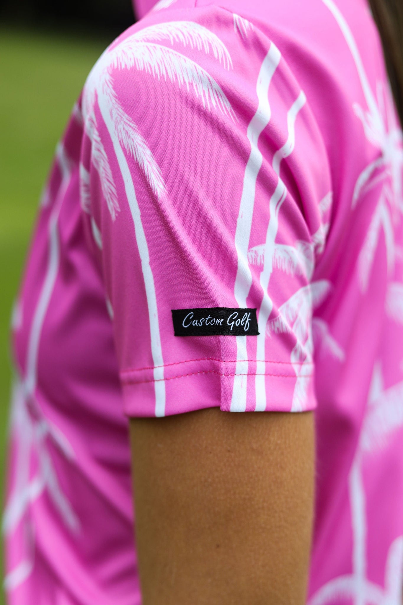 Custom Apparel Ladies Funky Golf Shirts - Pink Tropics - Image 4