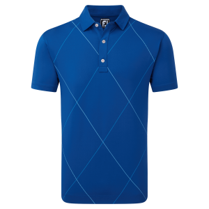 FootJoy Raker Print Lisle Golf Polo Shirt - Blue