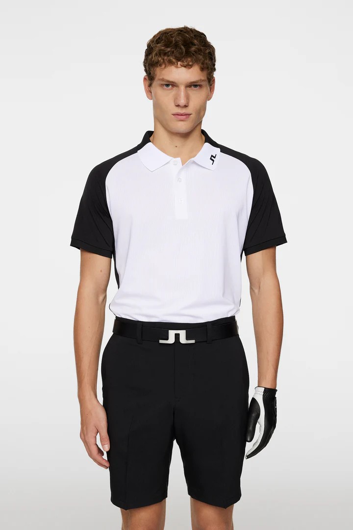 J Lindeberg Calle Polo Shirts- White / Black - Image 2