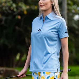 Custom Apparel Ladies Iconic Golf Shirt - Sky Blue