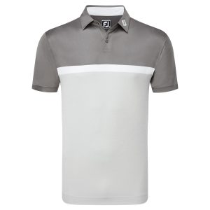 FootJoy Colour Block Interlock Golf Polo Shirt - Grey Cliff
