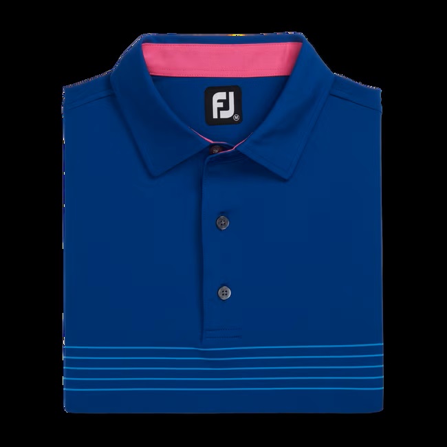 FootJoy Engineered Pinstripe Lisle Golf Shirt - Blue - Image 2