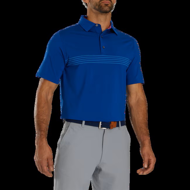 FootJoy Engineered Pinstripe Lisle Golf Shirt - Blue - Image 3