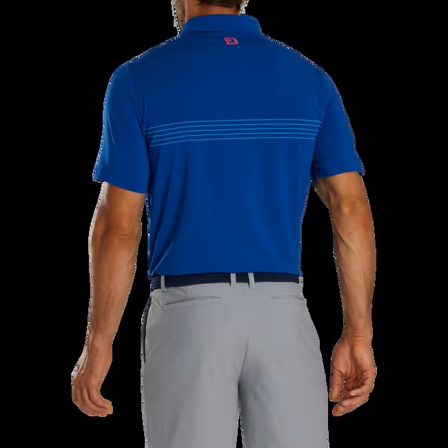 FootJoy Engineered Pinstripe Lisle Golf Shirt - Blue - Image 4