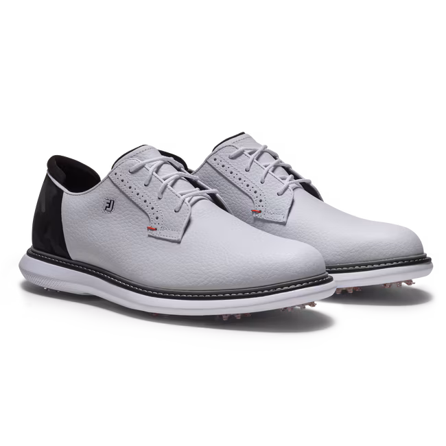 FootJoy Traditions Blucher Golf Shoes - White/Black/Red - Image 4