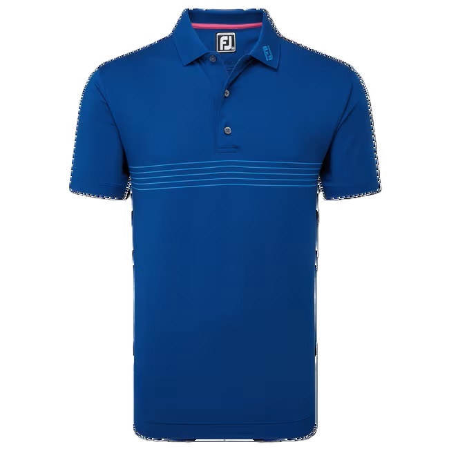 FootJoy Engineered Pinstripe Lisle Golf Shirt - Blue