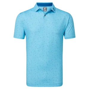 FootJoy Tweed Texture Pique Self Collar Golf Polo Shirt - Blue Sky