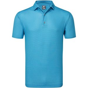 FootJoy Octagon Print Lisle Golf Polo Shirt - Blue Sky