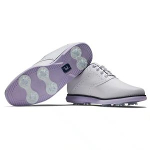 FootJoy Ladies Traditions Golf Shoe - White / Navy / Purple (Medium)