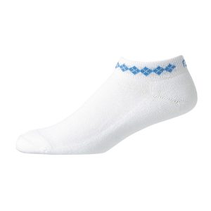 FootJoy ProDry LightWeight Sportlet Argyle Ladies Golf Socks - White / Blue, White / Pink, White / Black, White / DriftWood