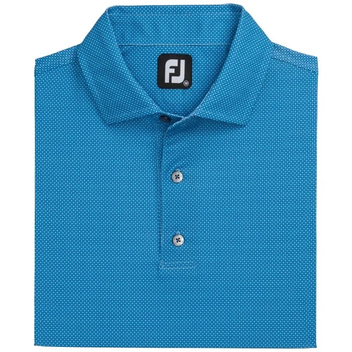 FootJoy Octagon Print Lisle Golf Polo Shirt - Blue Sky - Image 2