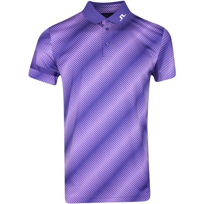 J Lindeberg Heath Print Wisteria Men's Golf Shirts - Purple