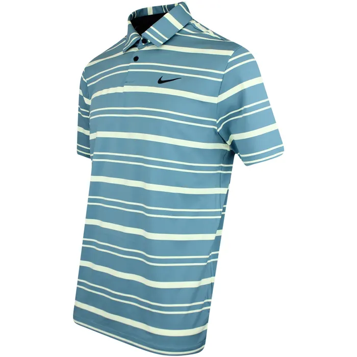 Nike DF Tour Polo Stripe - Mineral Teal / Citron Tint / Black - Image 2