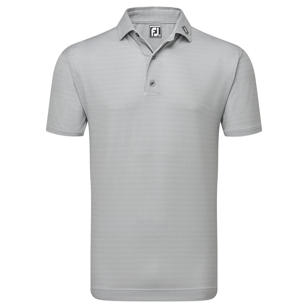 FootJoy Octagon Print Lisle Golf Polo Shirt - White