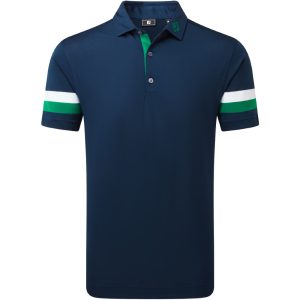 FootJoy Sleeve Stripe Pique Polo - Navy / Field Green / White