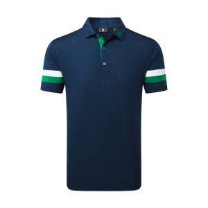 FootJoy Sleeve Stripe Pique Polo - Navy / Field Green / White