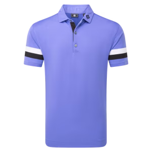 FootJoy Sleeve Stripe Pique Polo - Vivid Violet/ Black/ White