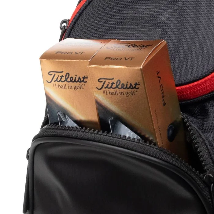 Titleist Cart 14 Lightweight Golf Bag - Black / Black / Red - Image 6