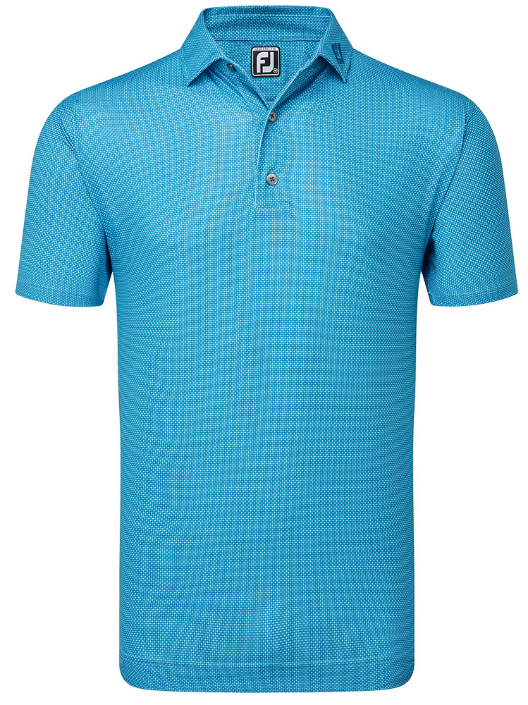 FootJoy Octagon Print Lisle Golf Polo Shirt – Blue/Ocean