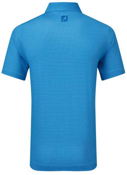 FootJoy Octagon Print Lisle Golf Polo Shirt – Blue/Ocean - Image 2