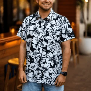 Custom Apparel Mens Button Up - Beach Silhouette