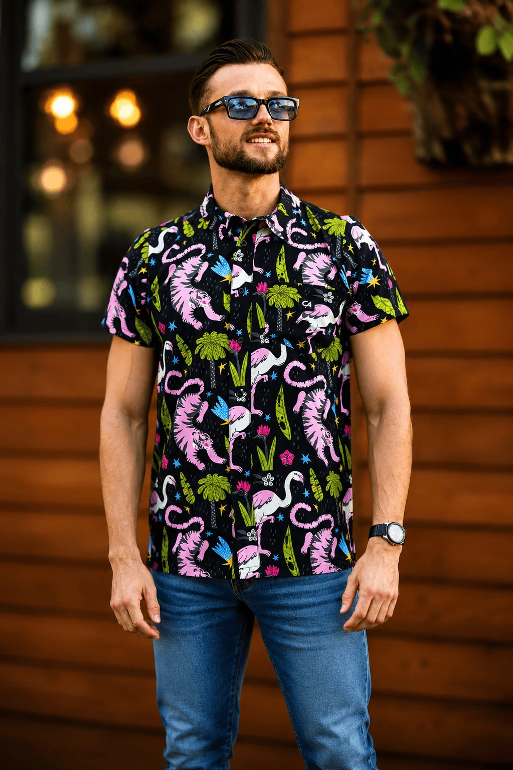 Custom Apparel Mens Button Up - Jungle Jive