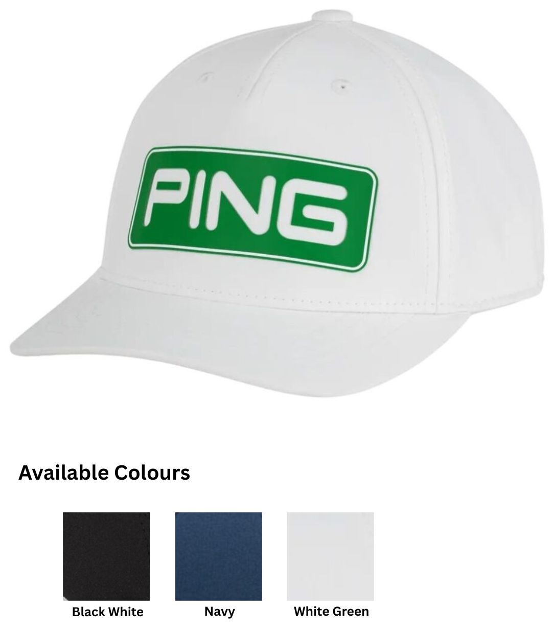 PING Junior Tour Classic Cap - Black/White, Navy, White/Green