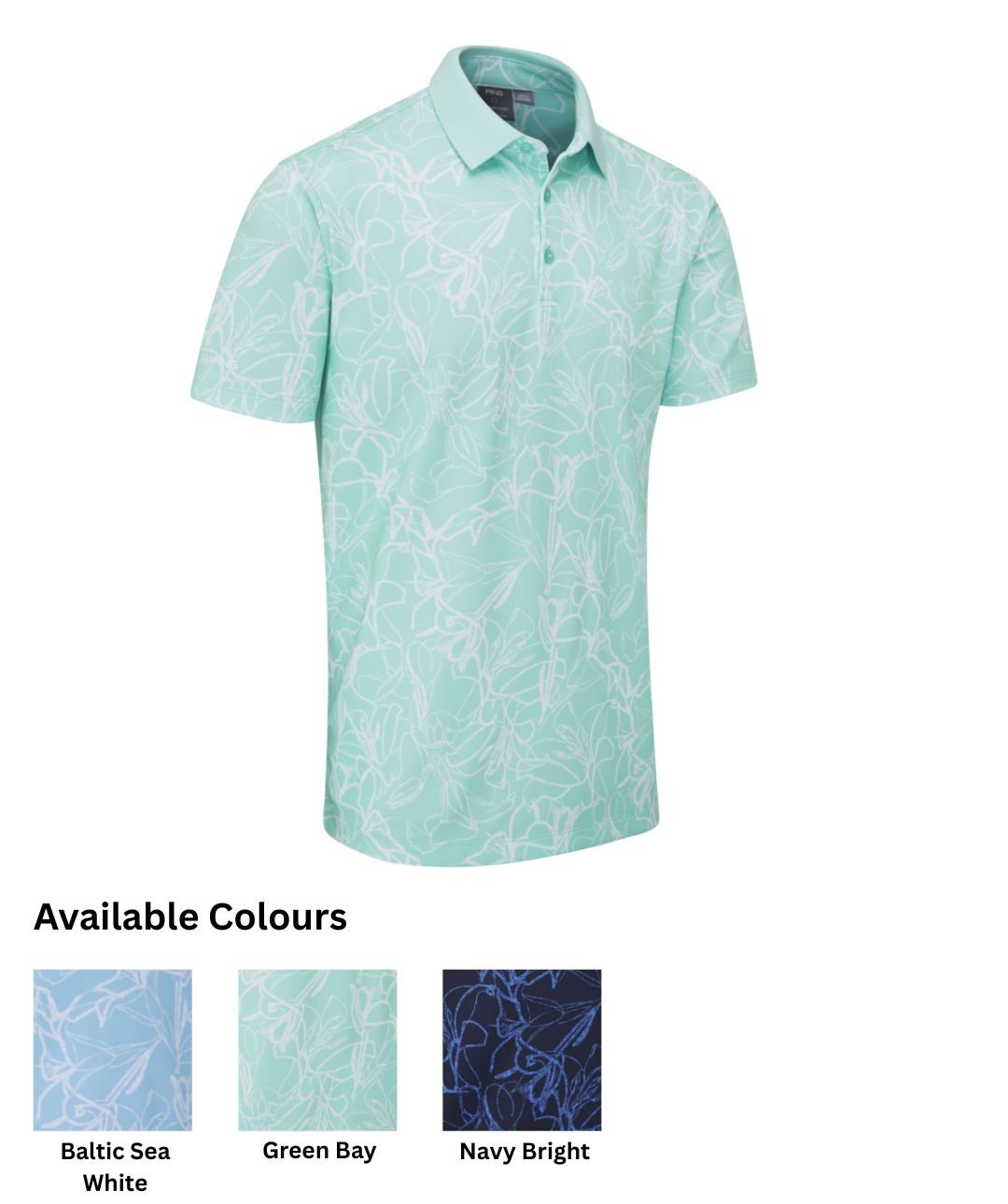 PING Orlando Polo Shirts - Baltic Sea White, Green Bay, Navy Bright